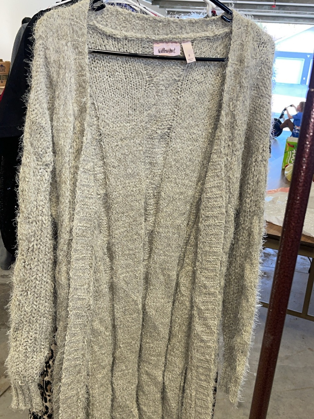 Wildflowerz Green Fuzzy Open-Front Cardigan